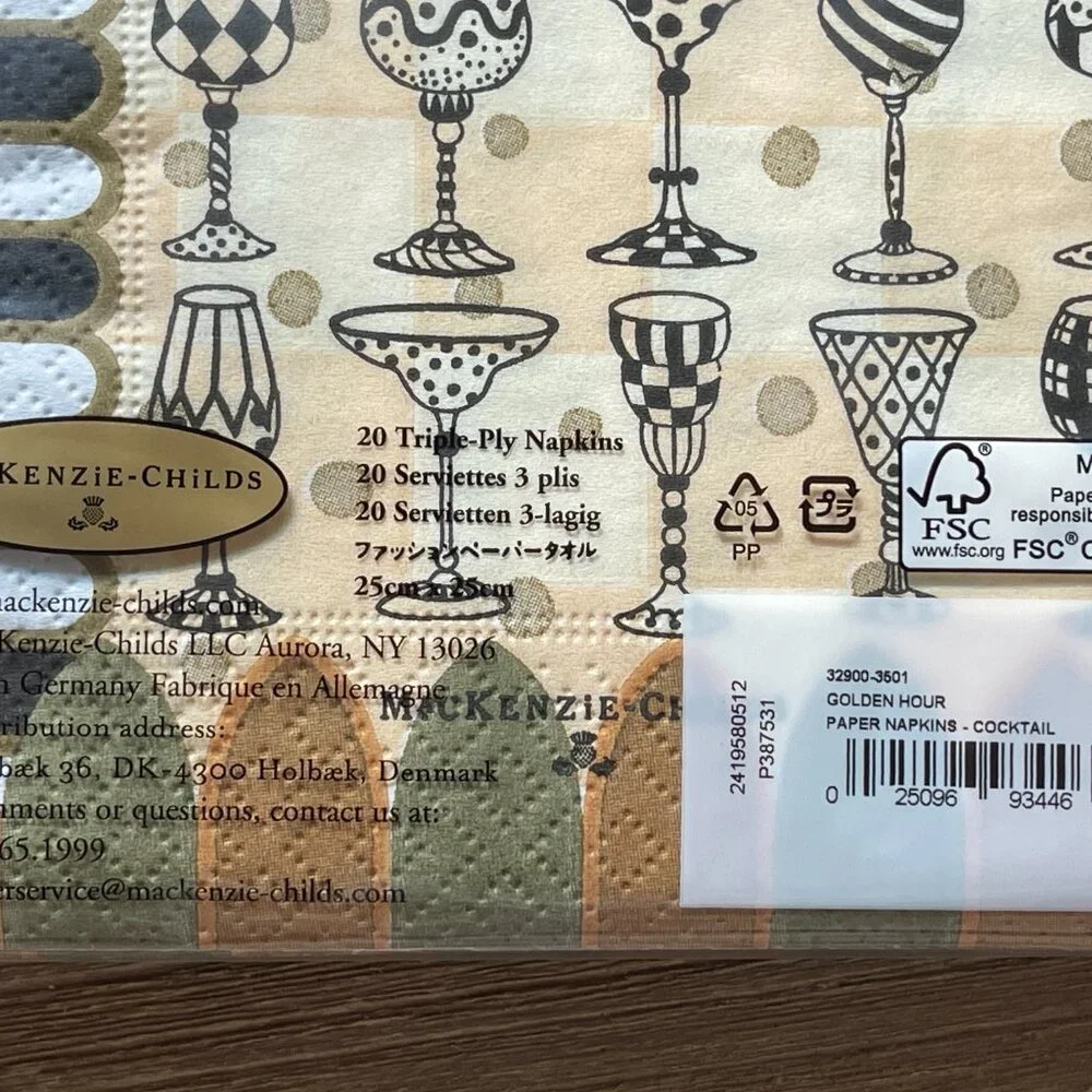 MacKenzie-Childs Napkin & Cheese Spreader Gift Set-NEW- Courtly Hostess Charm